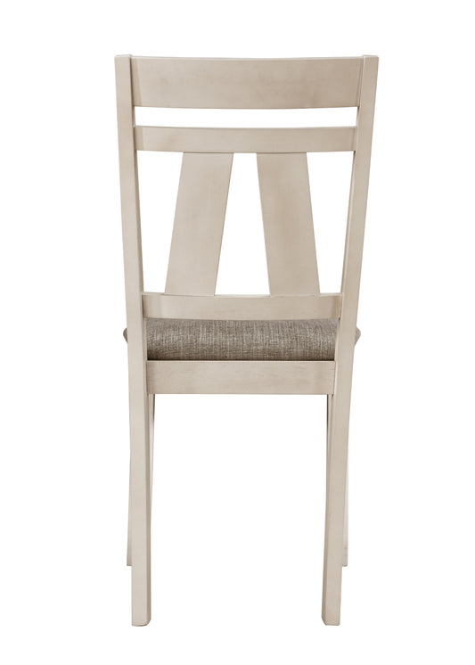 Dining Side Chair Set of 2, Upholstered Seat, Open Back, Cottage Style, Transitional Chairs, Cream Gray