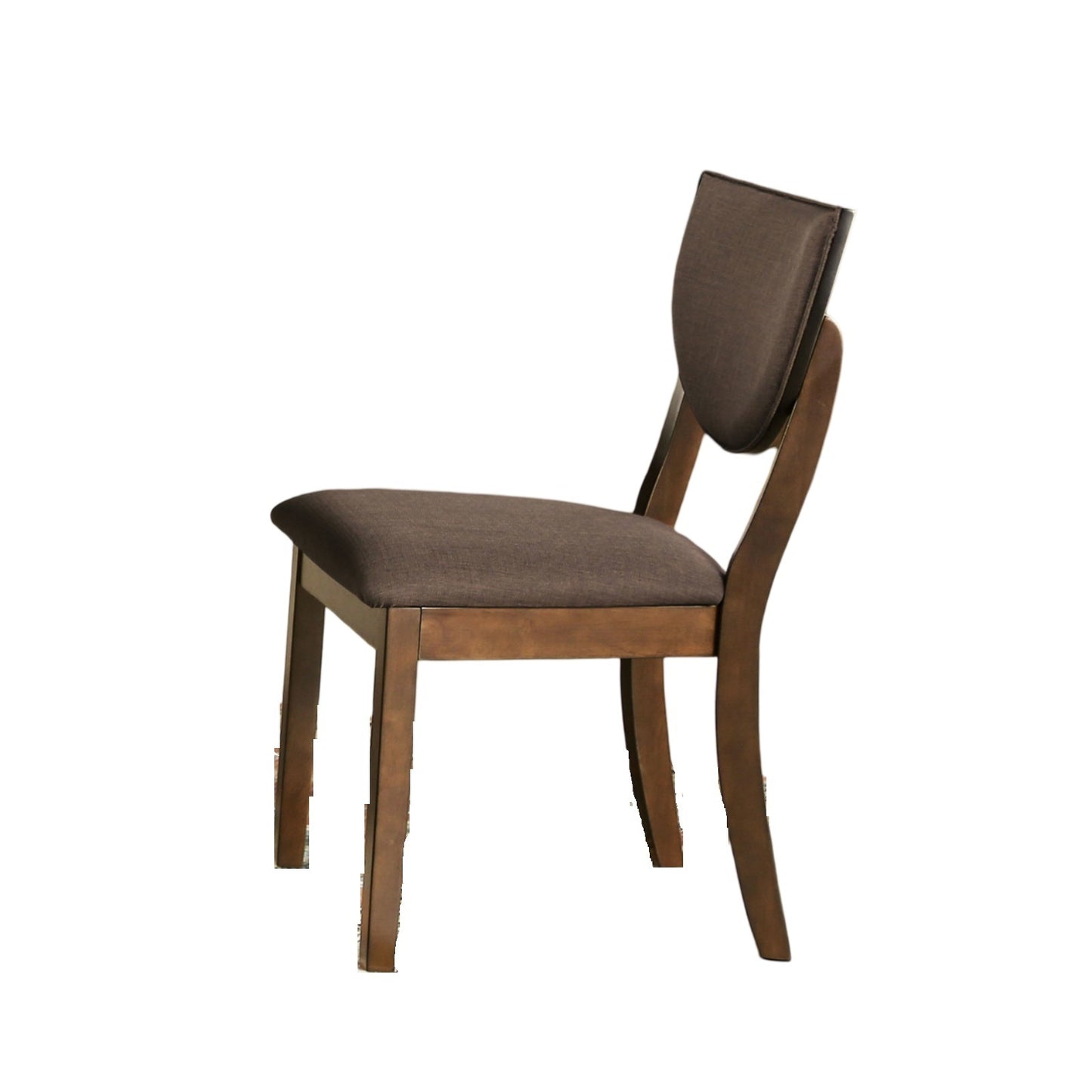 Set of 2 Dining Chairs, Solid Wood, Upholstered, 20.5W x 23.9D x 35H, Dark Chocolate Fabric, Walnut Finish