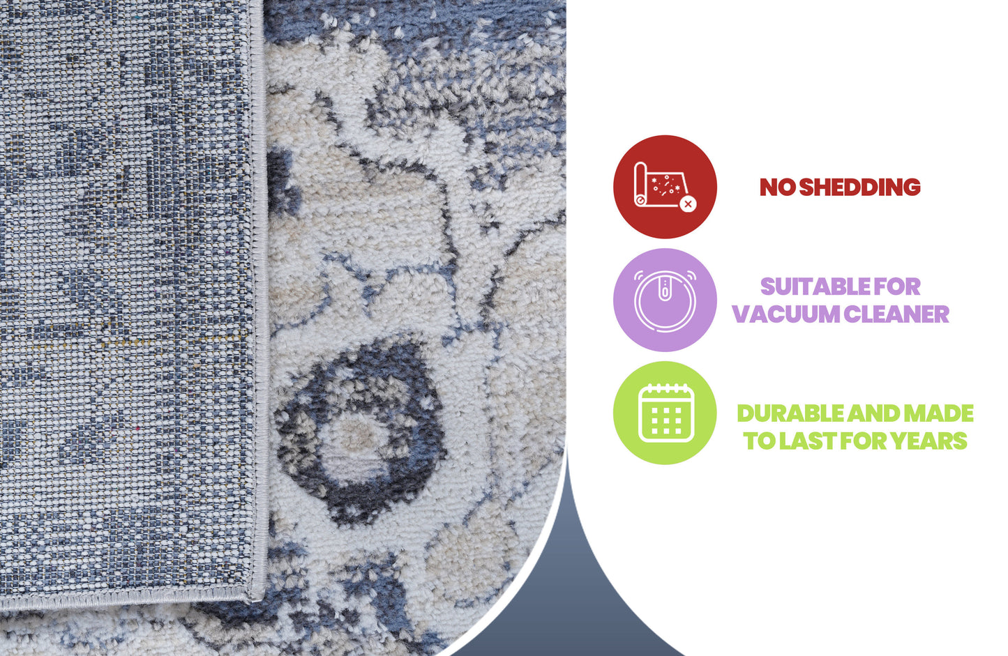 2x3 ft Medallion Area Rug-Non-Shedding, Stain-Resistant, Polyester-Kid & Pet-Friendly,Entryway-Cream/Blue