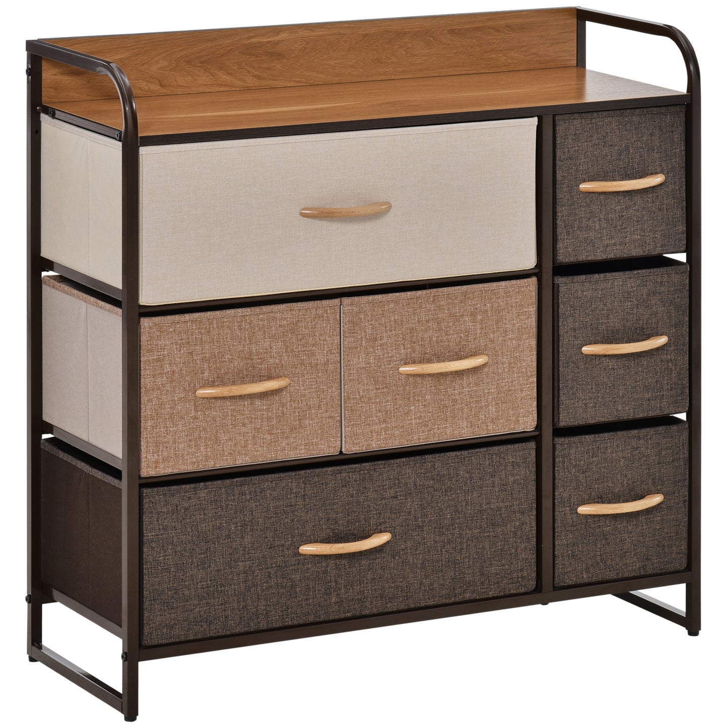 HOMCOM 7-Drawer Fabric Storage Dresser with Steel Frame and Wooden Top for Bedroom and Entryway