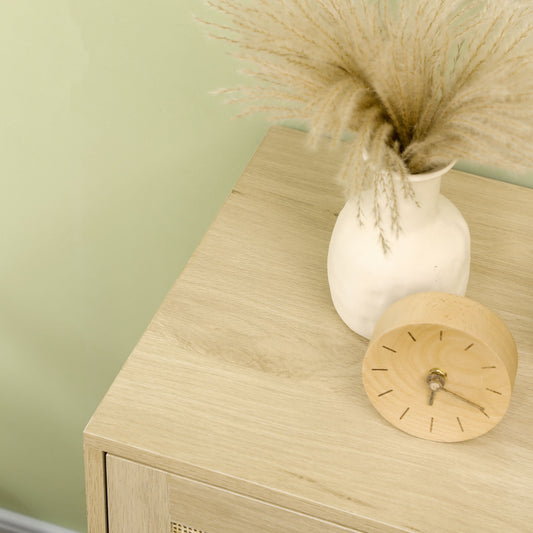 HOMCOM Accent Cabinet, Sideboard Buffet Cabinet with Rattan Doors, Adjustable Shelf and Metal Base, Boho Storage Cabinet for Living Room, Kitchen, Natural