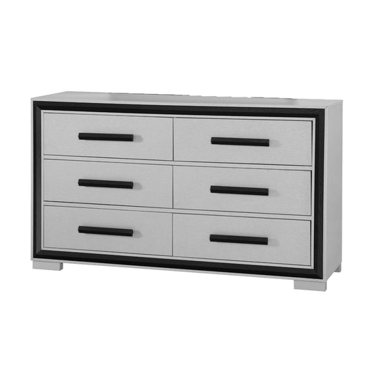 Sleek Black and Grey Solid Wood Dresser
