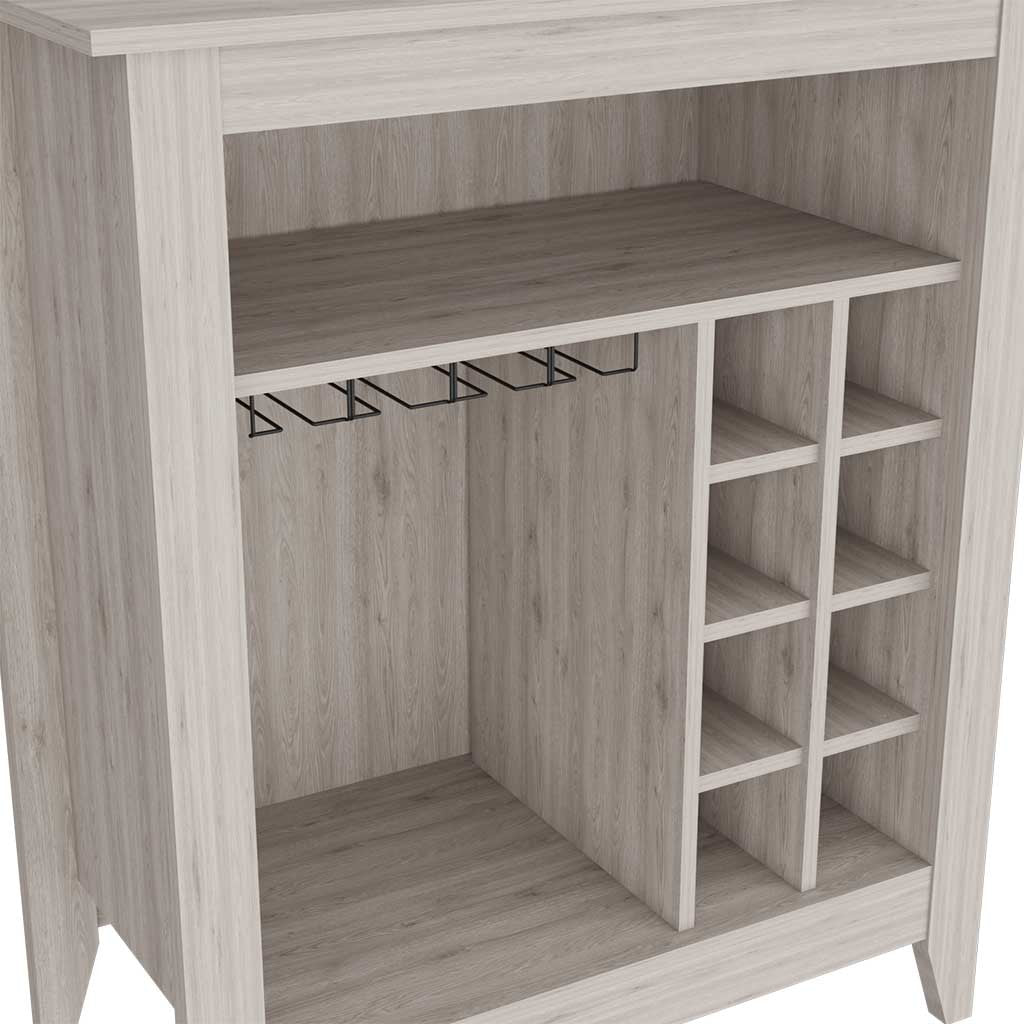 Wine Storage Cabinet With Open Shelf And Cubbies Light Gray
