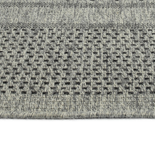 2' x 3' Throw Rug with Textured High-Low Cut & Loop, Polypropylene, Modern Geometric Southwestern, Charcoal