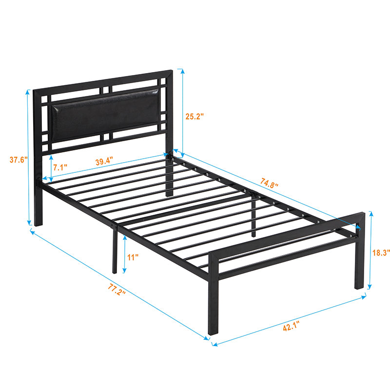 Sturdy Twin Metal Bed Frame - Modern Black Design with Easy Assembly and No Box Spring Needed