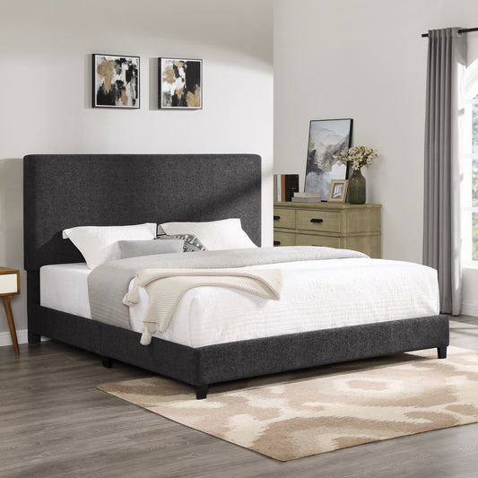 King Size Charcoal Grey Upholstered Platform Bed by Bridgevine Home