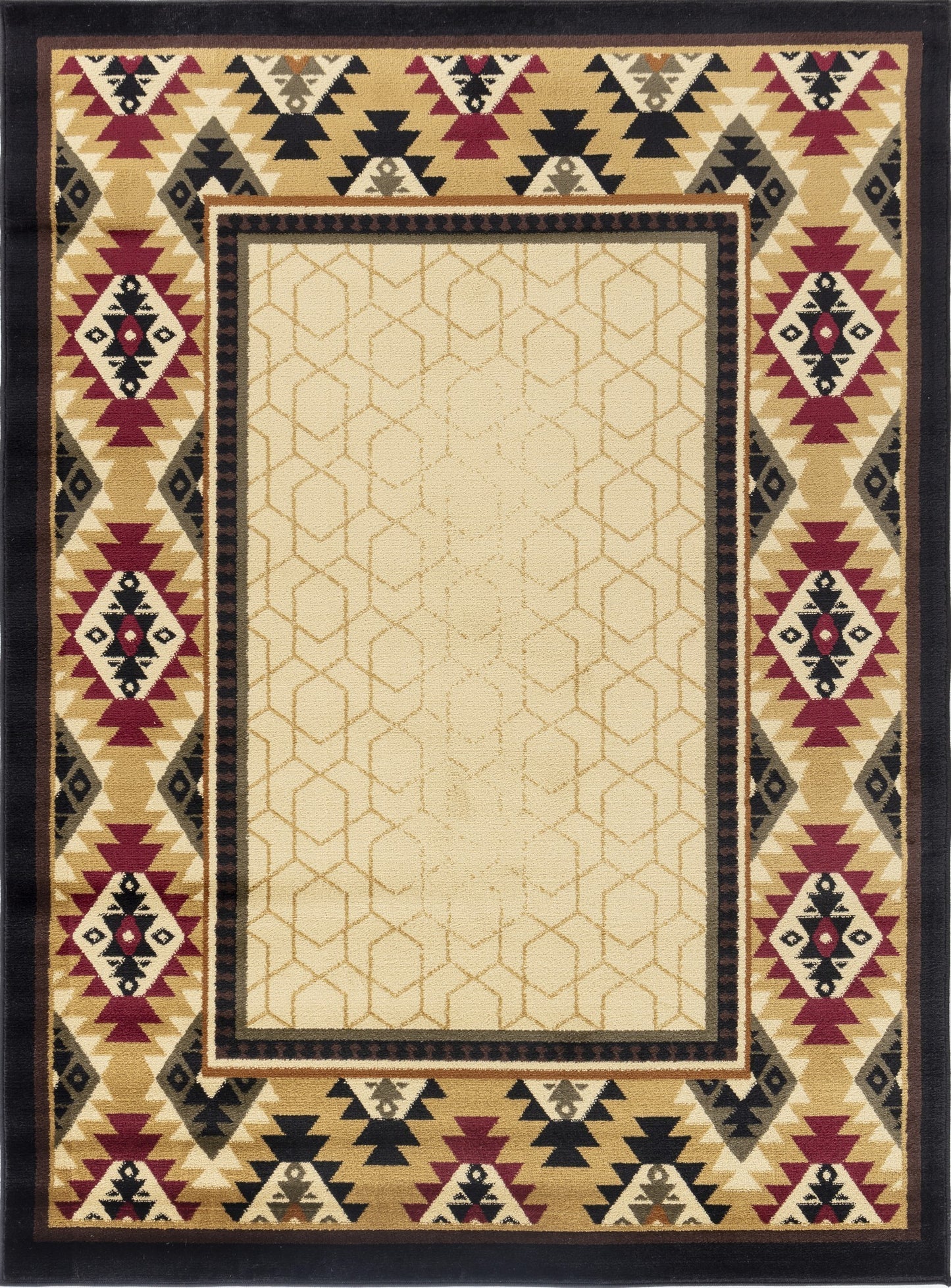 Southwest Area Rug, 5 ft 3 in x 7 ft 3 in, Polypropylene, Living Room Rug, Stain-Resistant, Cream
