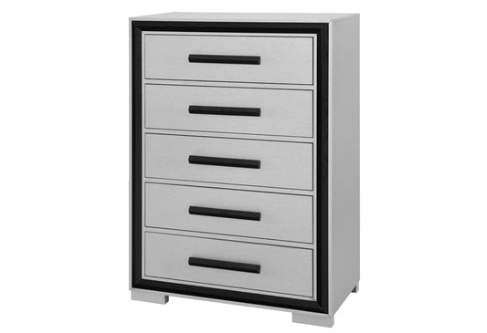 Modern Grey and Black 5-Drawer Chest