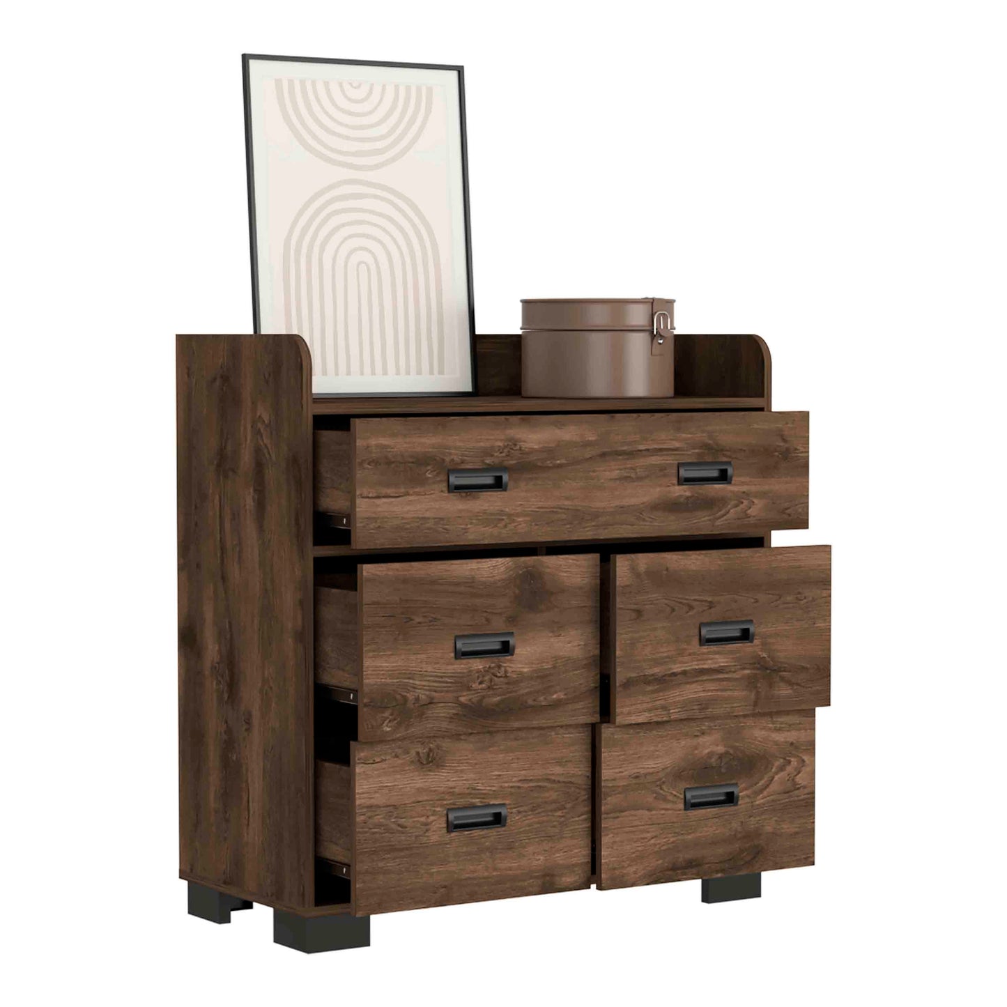 Elegant Dark Brown Alyn Dresser with Dual Storage Drawers and Contemporary Design
