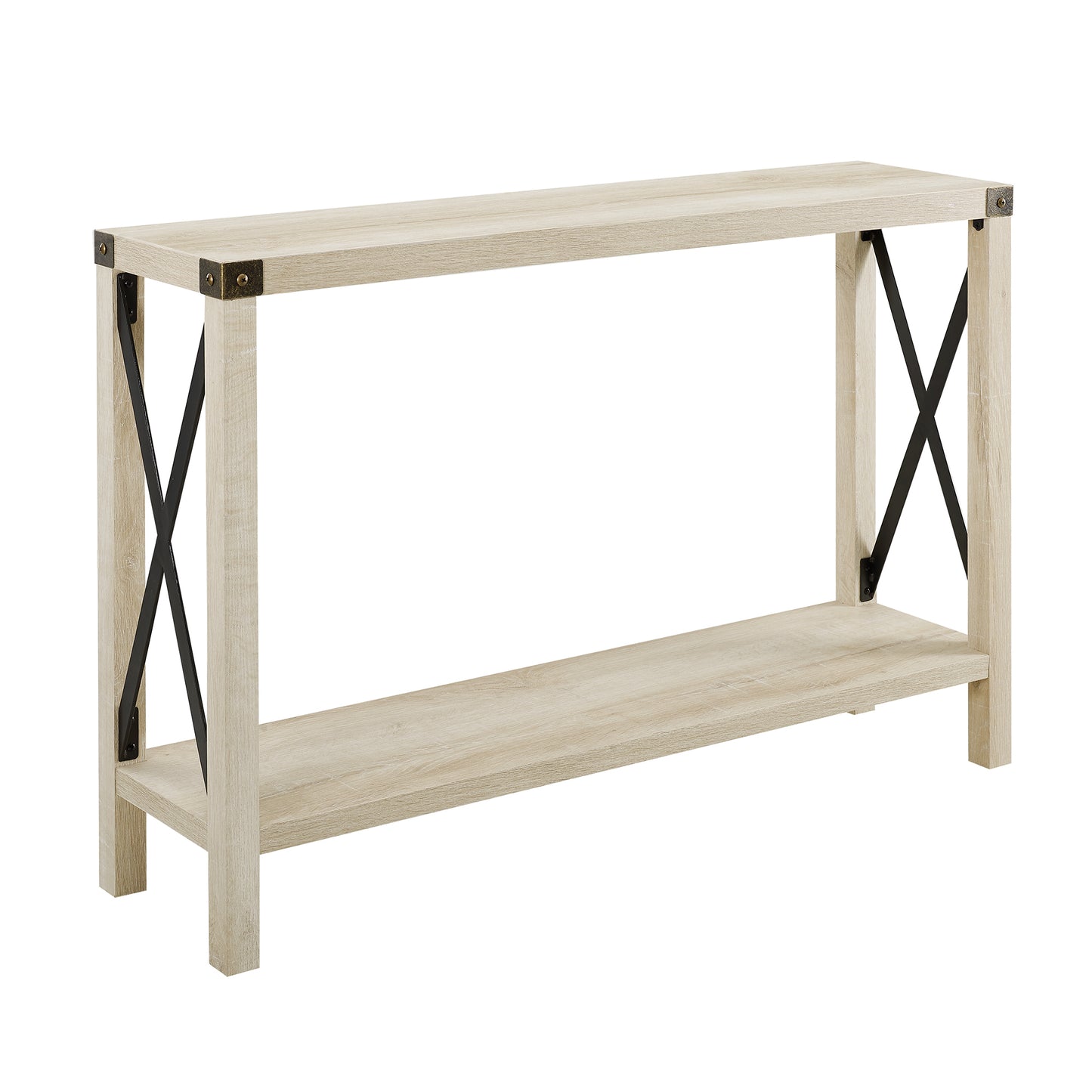 Modern Farmhouse Metal-X Entry Table with Lower Shelf - White Oak