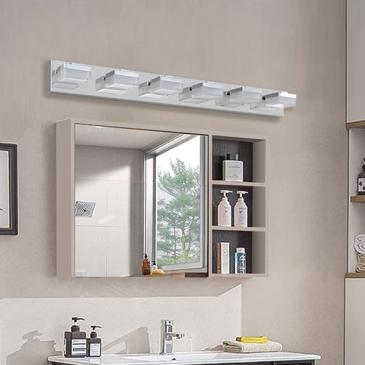 6-Light LED Vanity Light Bar for Bathrooms and Makeup Areas, Modern Sleek Fixture Chrome finish