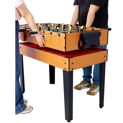 5-in-1 Game Table: Billiards, Ping Pong, Foosball, Basketball, Push Hockey; 43x24x32 in MDF+Steel Brown/Red