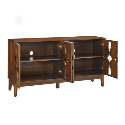 60.5" Mid Century Modern Sideboard Buffet Cabinet with Storage, TV Media Console Table, Storage Cabinet with 4 Doors & Adjustable Shelves for Kitchen Dining Living Room Bedroom Entryway, Walnut