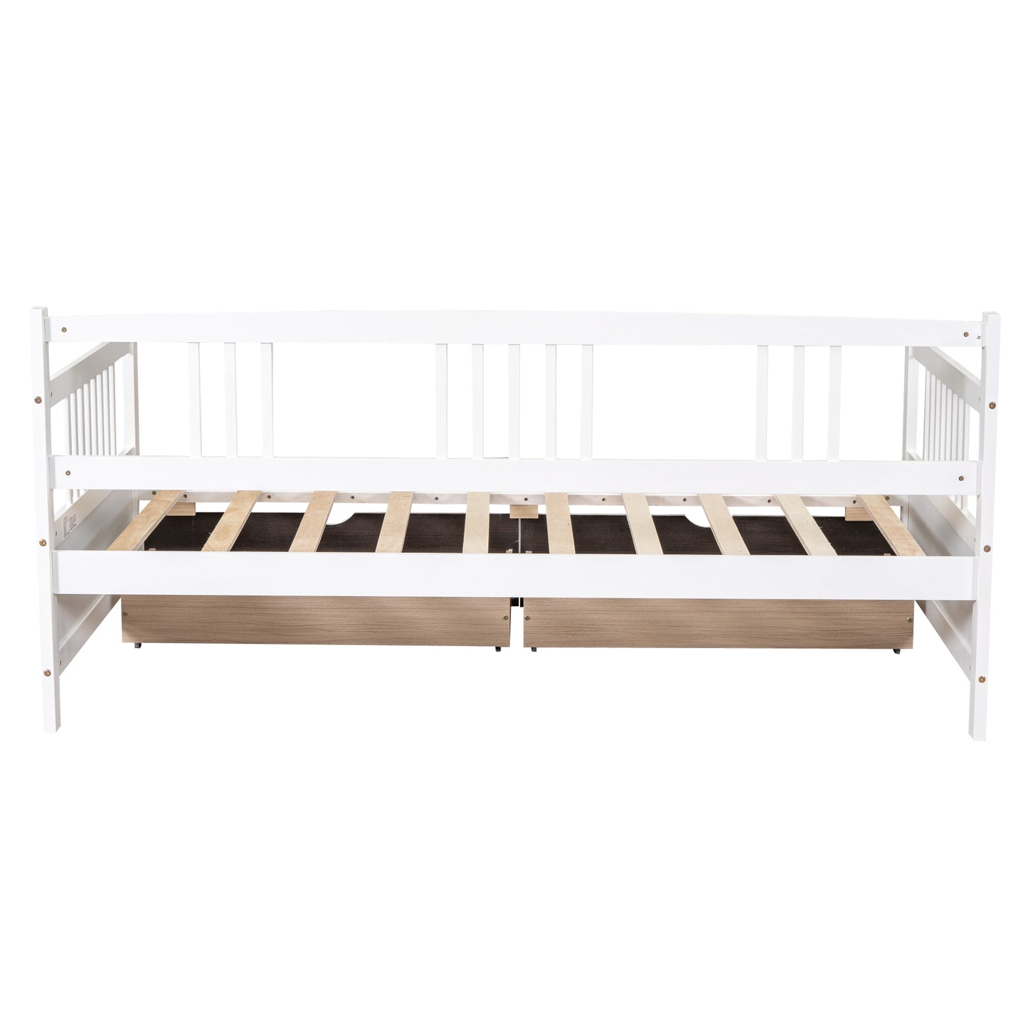 White Twin Size Wood Daybed with Dual Storage Drawers