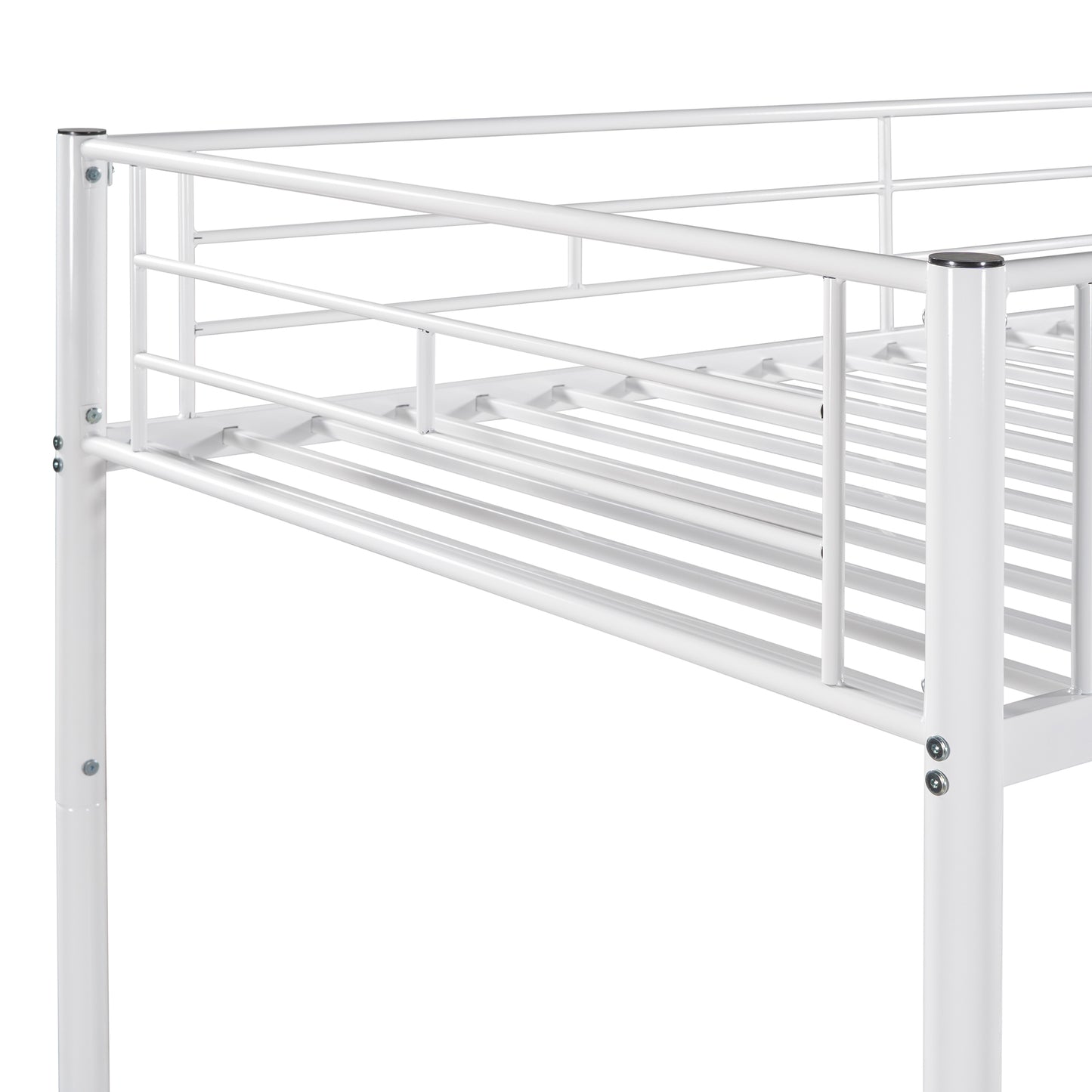 Stylish White Twin Over Twin Metal Bunk Bed for Space-Saving Solutions