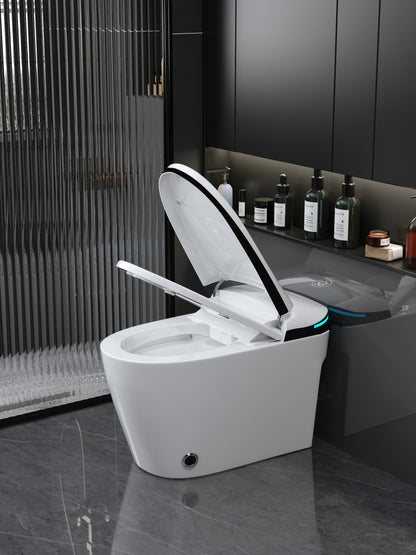 Premium Intelligent Toilet with Integrated Bidet, Auto Open/Close Seat, Foot Sensor, LED Display, Night Light, Warm Water & Dryer in Sleek White Finish