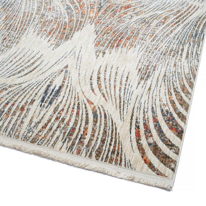 Modern Abstract Cut-Pile Throw Rug, 22 x 30 in, 100% Polyester, Stain-Resistant, Indoor Use Brown Beige