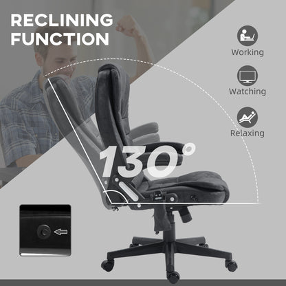 Ergonomic Black Office Chair with 6-Point Vibration Massage and Lumbar Heating