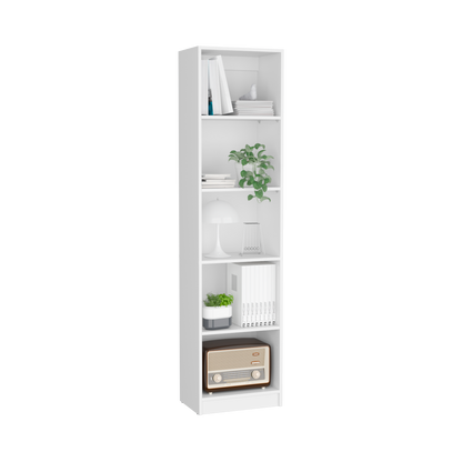 Vinton XS Compact White Bookcase with Five Shelves