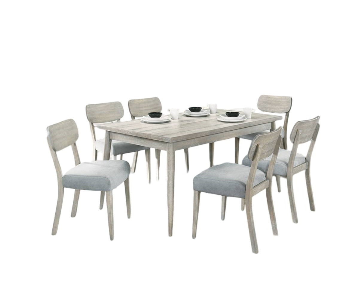 Solid Rubberwood Dining Chairs, 2-Pack, Fabric Cushioned Seats, Dining Room, Natural Wood Grain Color