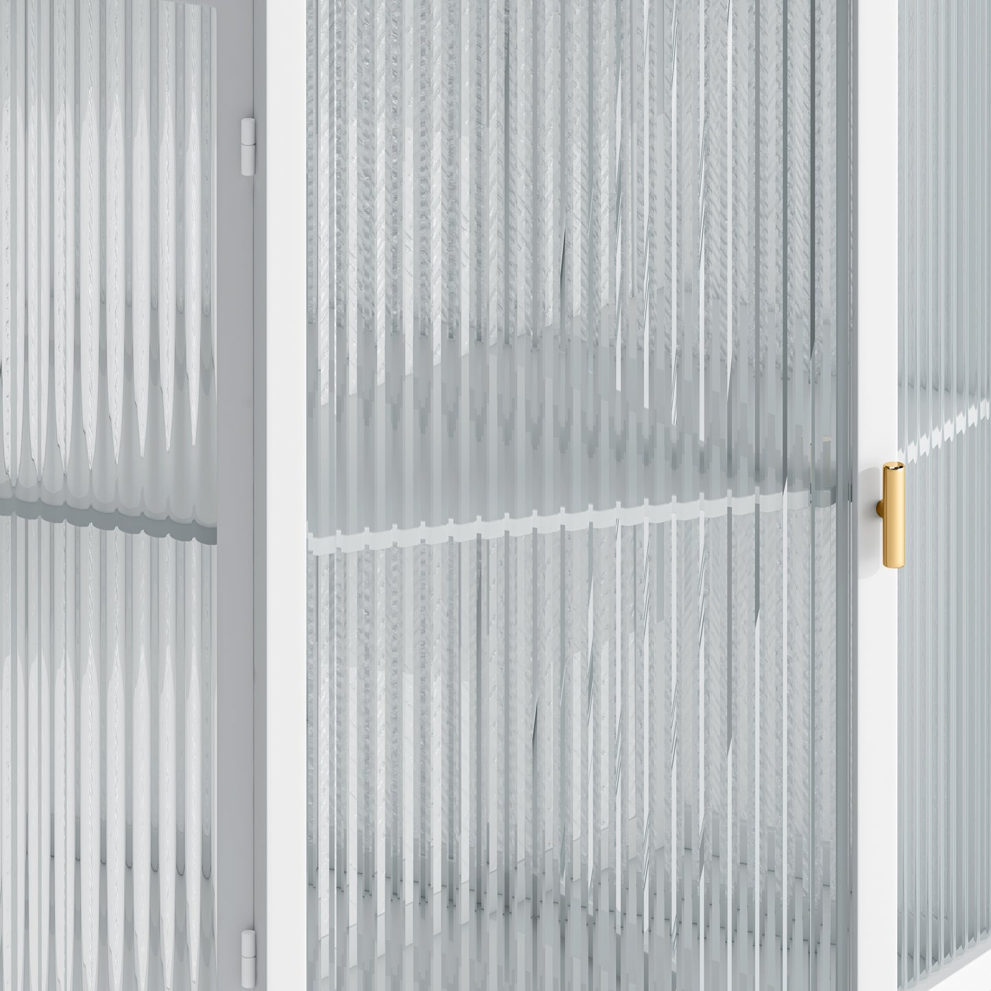 22.25" Modern White Corner Cabinet with Tempered Glass Door and Dual Storage Shelves for Home Use