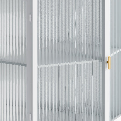 22.25" Modern White Corner Cabinet with Tempered Glass Door and Dual Storage Shelves for Home Use