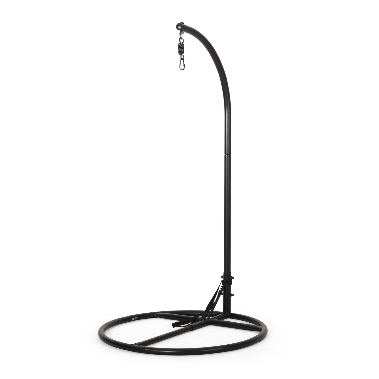 Durable Outdoor Hanging Chair Stand With Safety Belt, 44 x 44 x 80 Inches, Iron Frame, Seats 2 Black