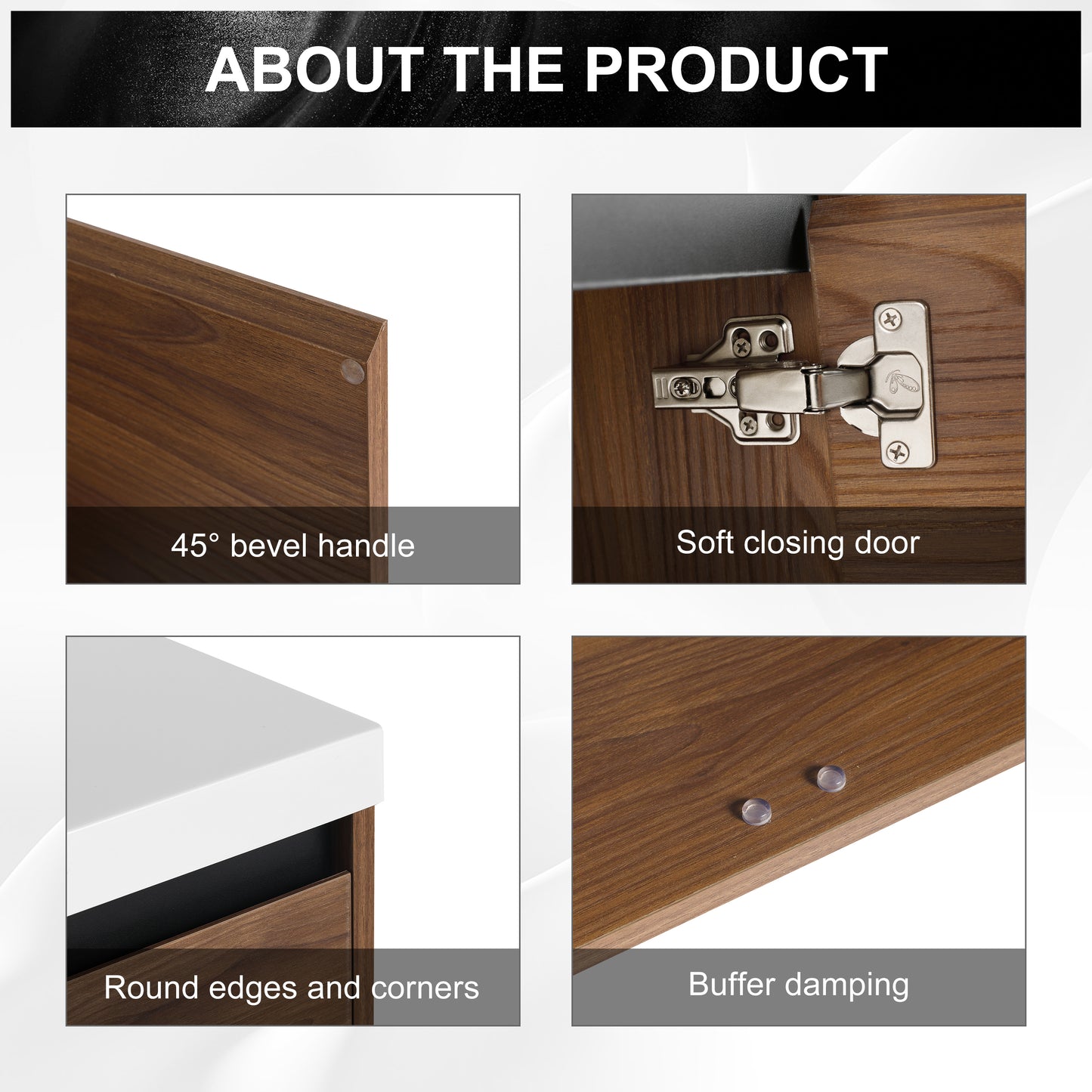 30-Inch LEVISTAR Brown Engineered Wood Bathroom Vanity with Resin Sink and Dual Door Storage Cabinet