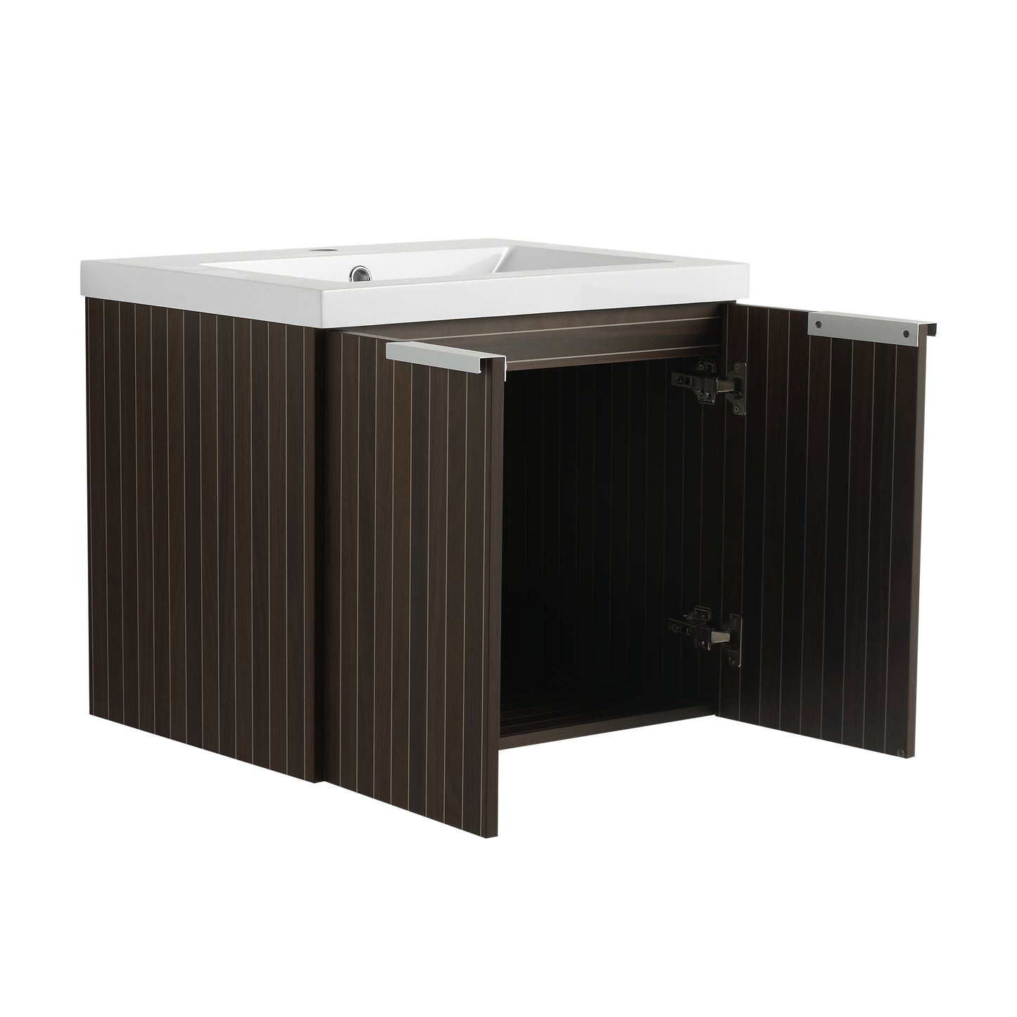 24-Inch Wall-Mounted Bathroom Vanity with Soft-Close Doors and Resin Sink for Compact Spaces