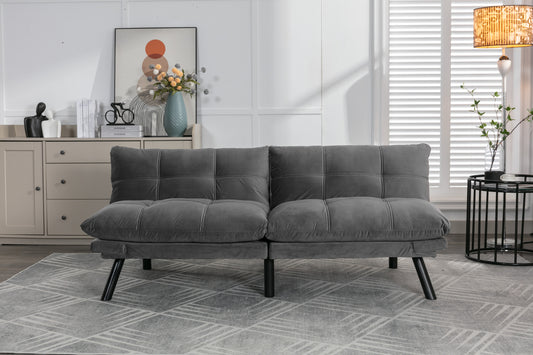 Convertible Sofa Bed with Folding Design, 800 lb Capacity, Adjustable Armrests & Backrest, Light Grey