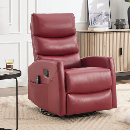 Manual Heat Massage Recliner Chair with 360° Swivel, Rocker, 3 Modes, Fabric Upholstery, Living Room Red