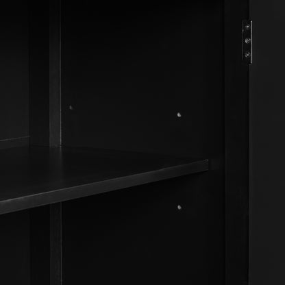 U_STYLE  Four-Door Sideboard with Geometric Line Patterns and Vintage Metal Handles for Timeless Elegance,Suitable for Living Rooms, Entrance and Study Rooms