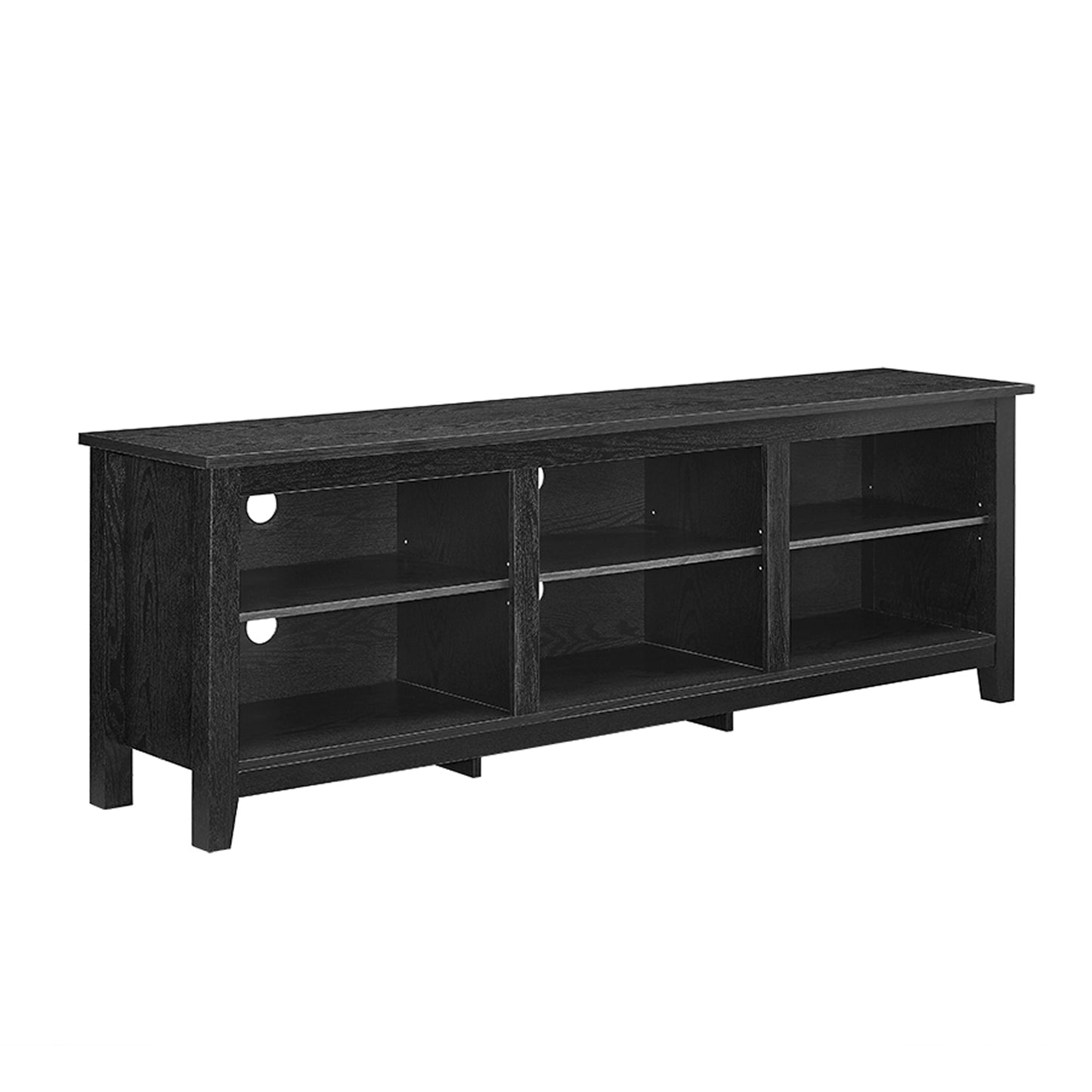 Modern Transitional 3-Shelf Open TV Stand for 70-Inch TVs, 250 lb Capacity Adjustable Shelves, MDF, Black