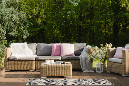 Textured Cut-Pile Modern Area Rug, 5'3" x 7'6", Polypropylene, Indoor/Outdoor, Fade-Resistant Ivory