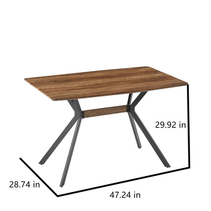 Dining Table MDF Top Metal Legs Walnut And Black Finish