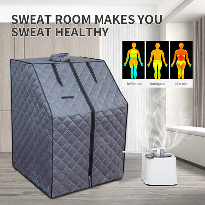 Portable Home Steam Sauna Tent with 1000W Generator, Foldable Personal Sauna, Remote, Chair Boiler Grey