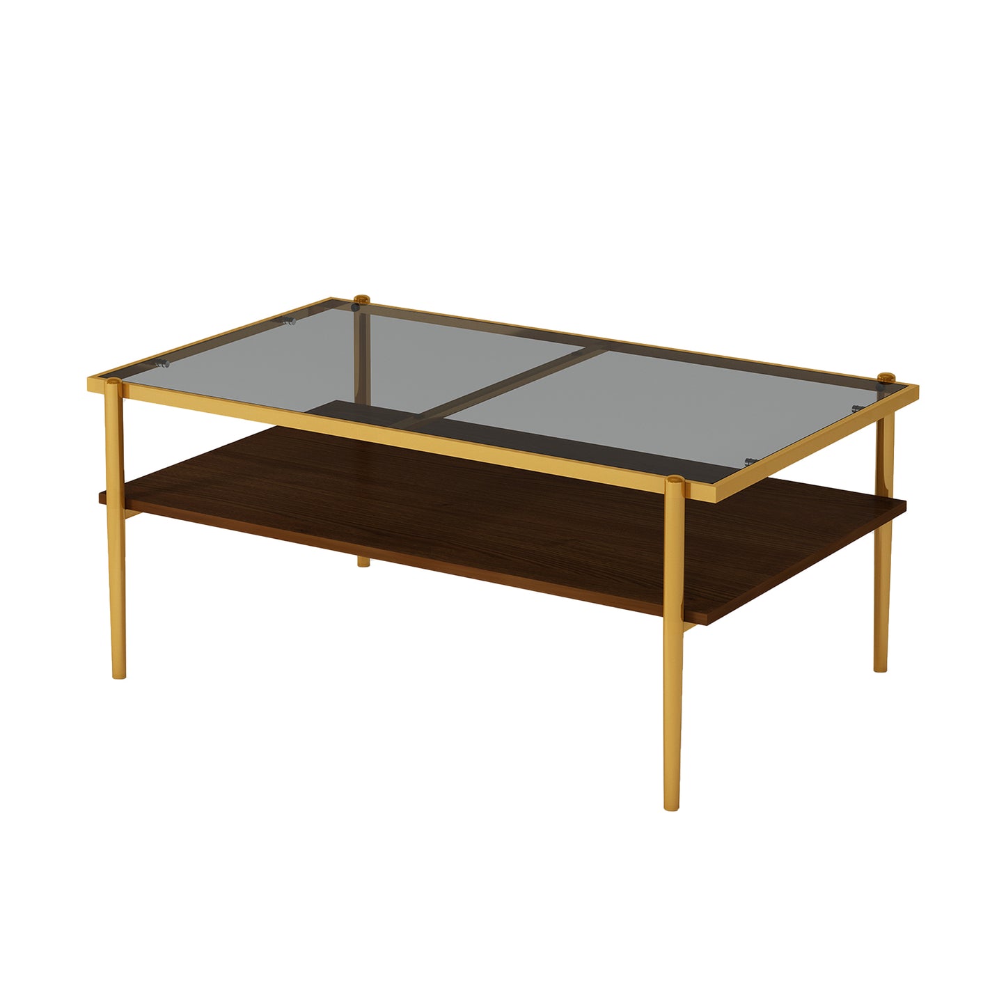 Rectangular Coffee Table with Tempered Glass Top and MDF Base, 38x24x18 Living Room, Easy Assembly, Gray