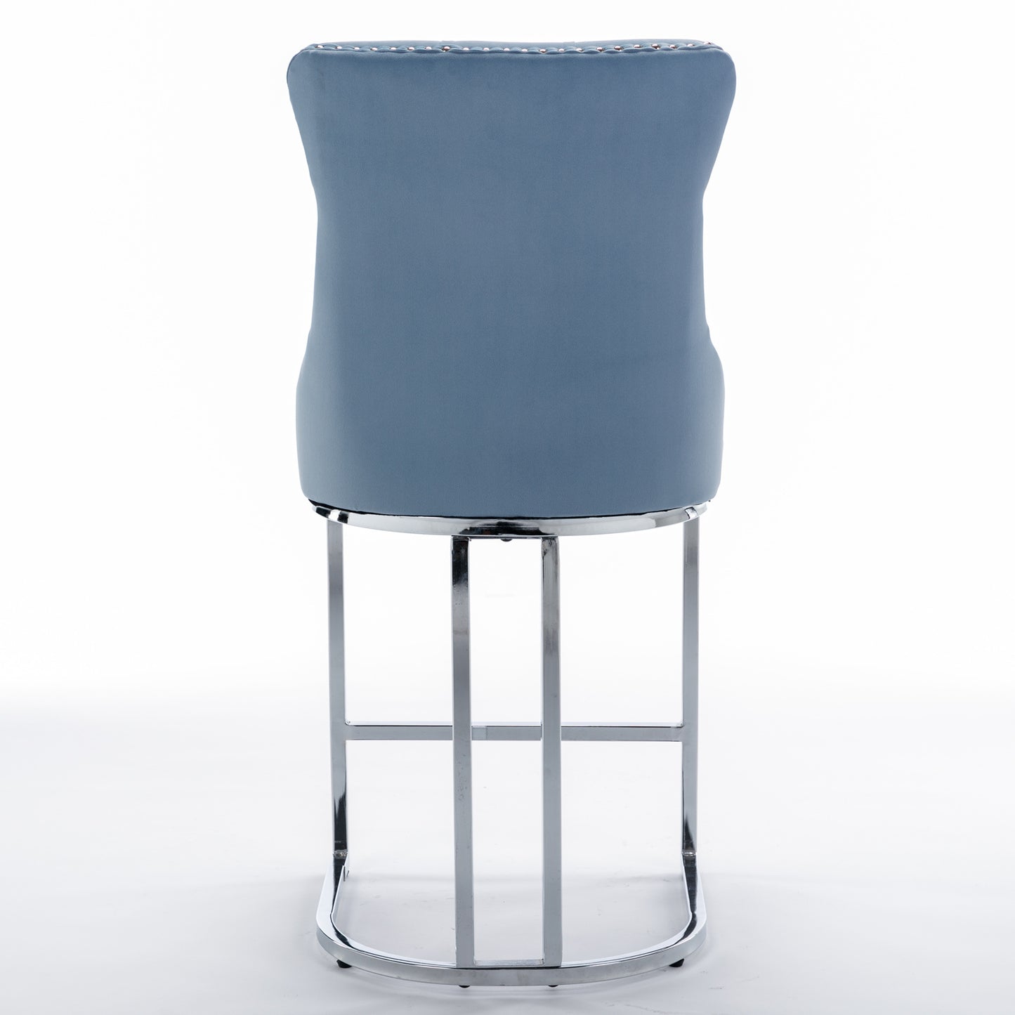 26 Inch Counter Height Bar Stools Set 2 Light Blue Velvet