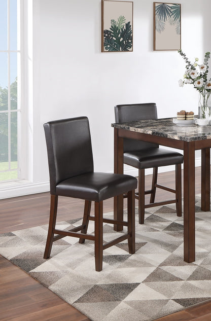 Counter Height Dining 4 Chairs Faux Leather Espresso Finish