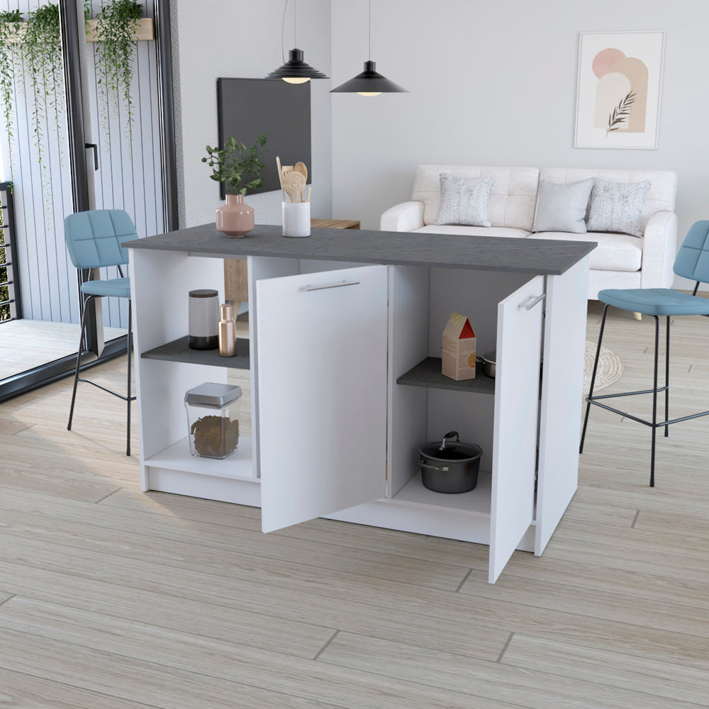 Padua Kitchen Island in White and Onyx Finish