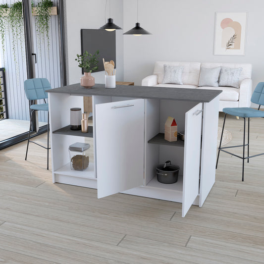 Padua Kitchen Island in White and Onyx Finish