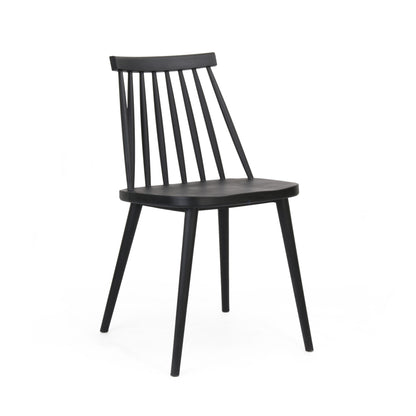 Farmhouse Spindle Back Dining Chairs, Set of 2, Polypropylene Chairs for Dining Room, Easy-Clean, Black