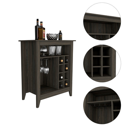 Elegant Espresso Bar Cabinet With Shelf And Wine Cubbies