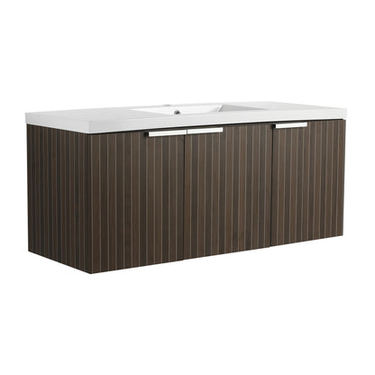 Modern 48-Inch Wall-Mounted Bathroom Vanity with Soft-Close Doors and Resin Sink