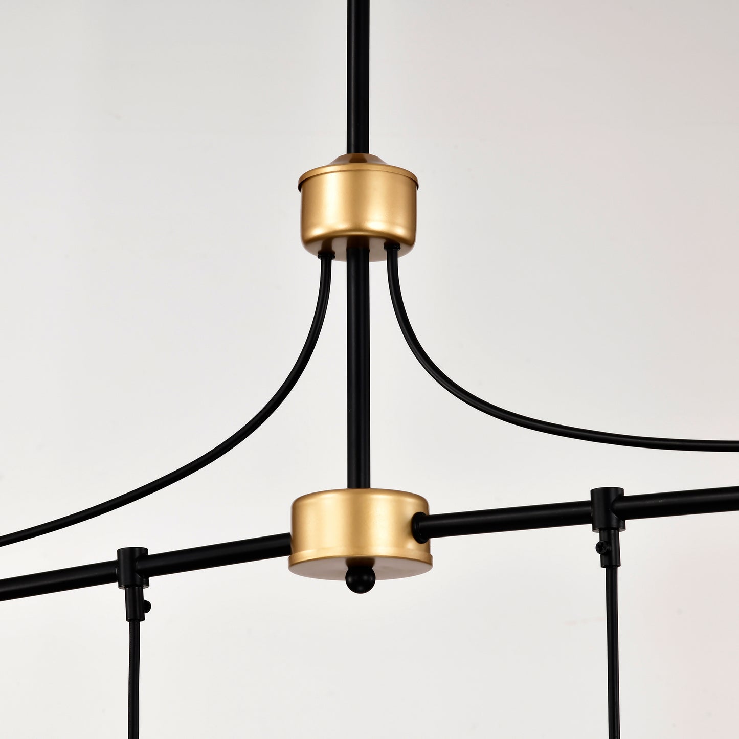 40-Inch Linear 4-Light Farmhouse Chandelier for Island, Metal Shade, Adjustable, Matte Black & Matte Gold
