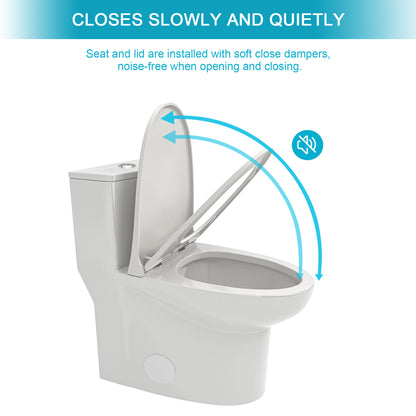 Modern Ceramic One-Piece Toilet with Dual Flush & Soft-Close Seat