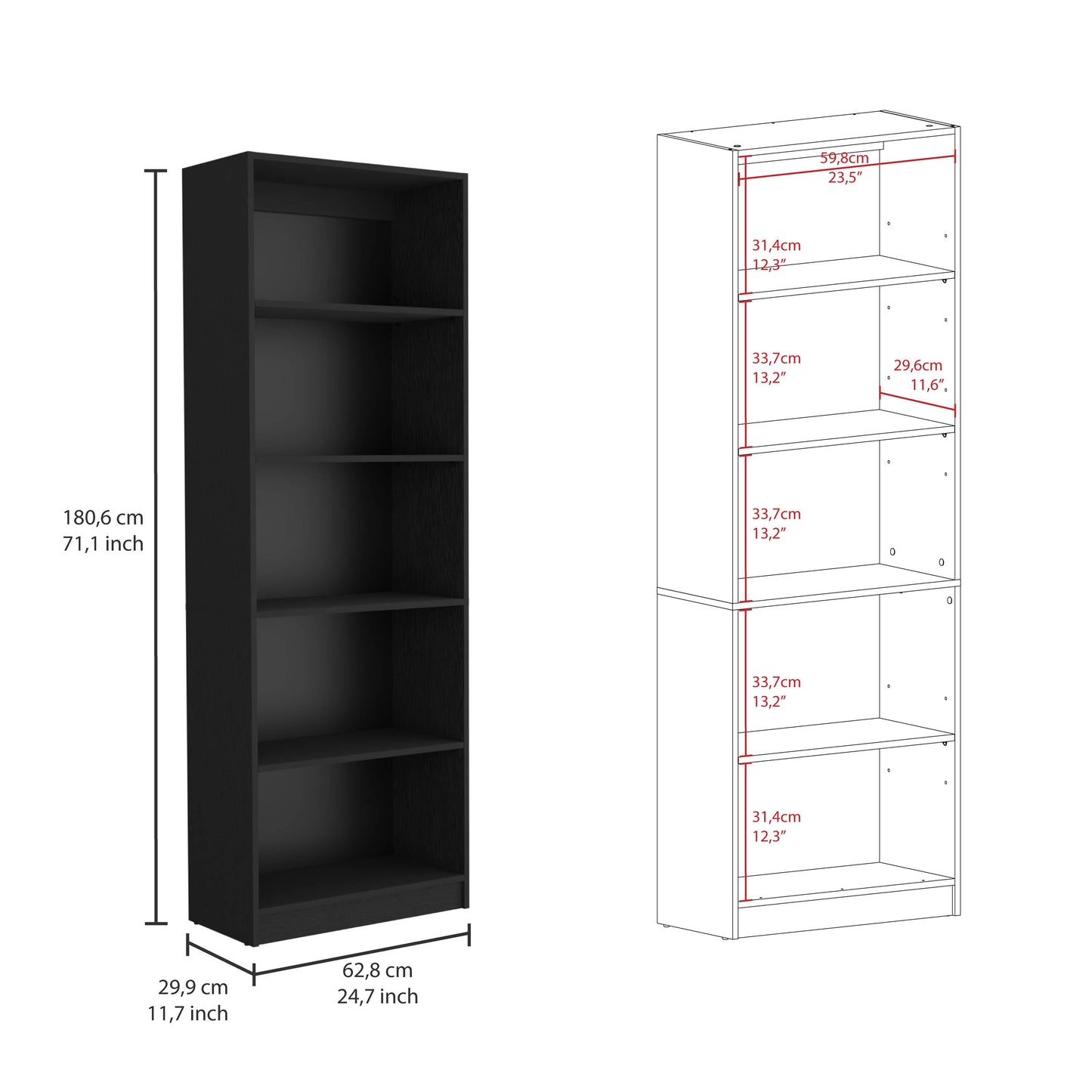Modern 3-Piece Black Bookcase Set with 15 Shelves for Stylish Living Room Storage