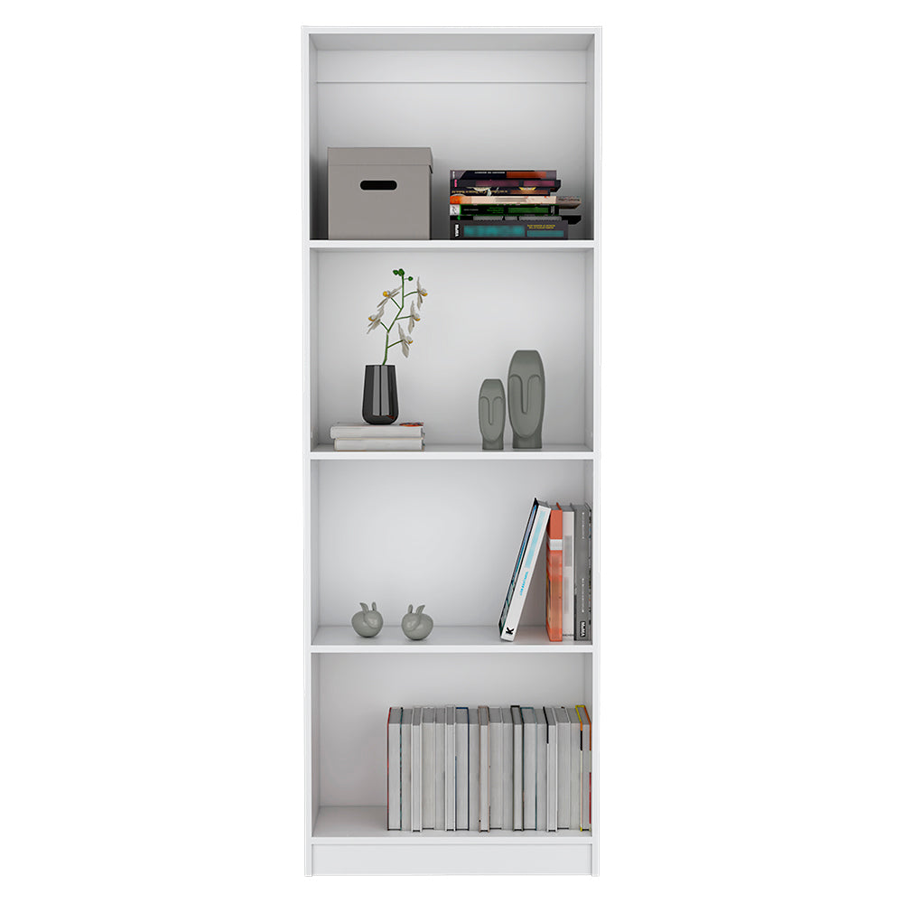 Benzoni White Office Bookcase with Four-Tier Shelving