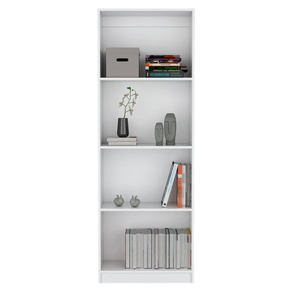 Benzoni White Office Bookcase with Four-Tier Shelving