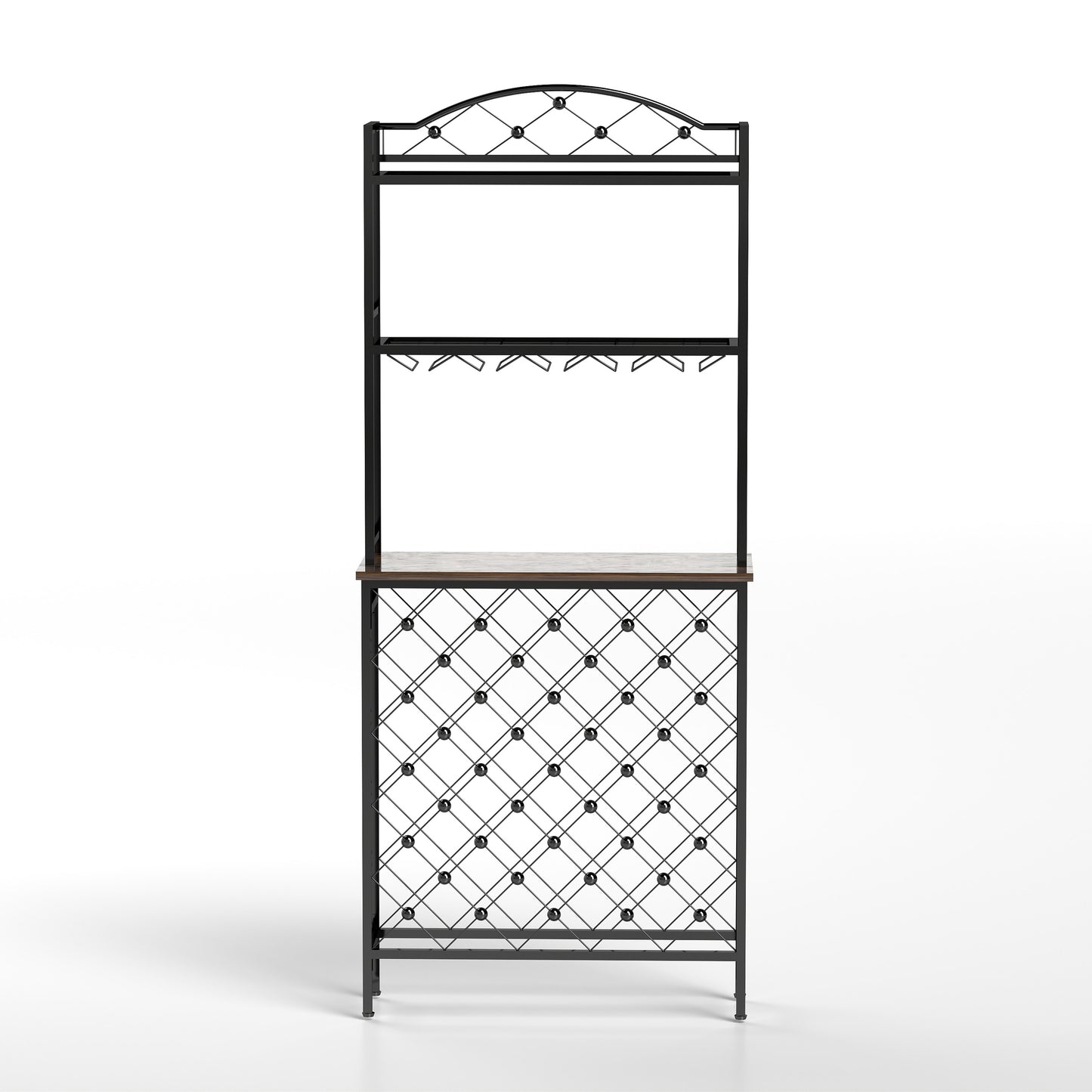 Industrial 3 Tier Wine Rack Table With Wood Shelves